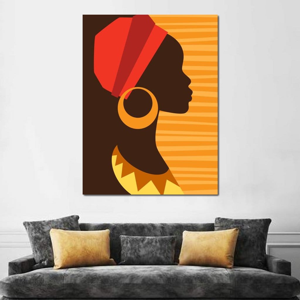African Woman Profile Canvas Wall Art