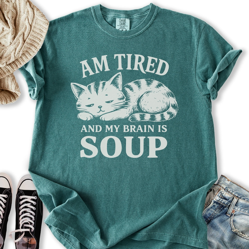 Brain Is Soup Cat Relaxed Tee