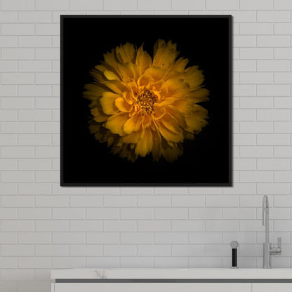 Orange Background Flowers Canvas Wall Art