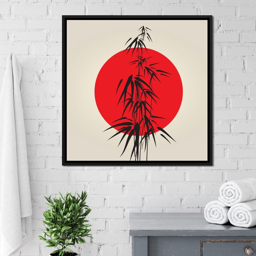 Red and Black Bamboo Canvas Wall Art