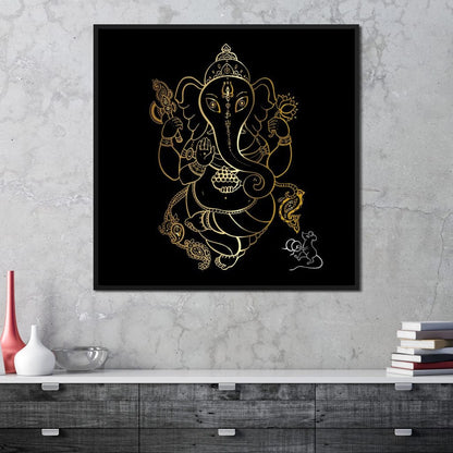 Golden Ganapati Canvas Wall Art