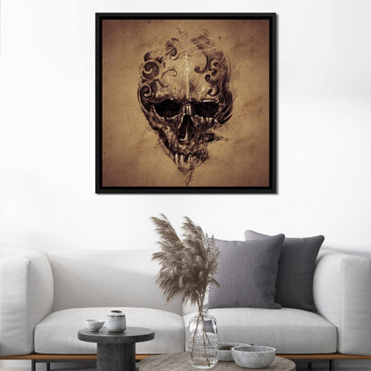 Skull Sketch Canvas Wall Art