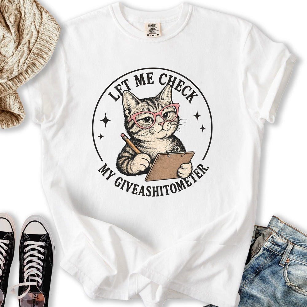 Giveashitometer Cat Relaxed Tee