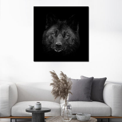 Black and White Wolf Canvas Wall Art