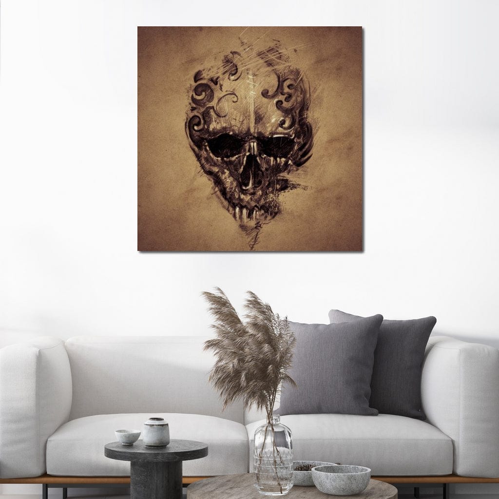 Skull Sketch Canvas Wall Art