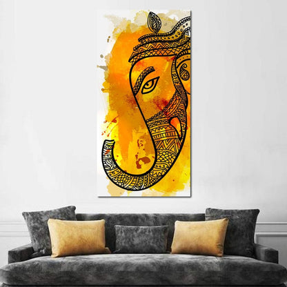 Lord Ganesha in Yellow Canvas Wall Art