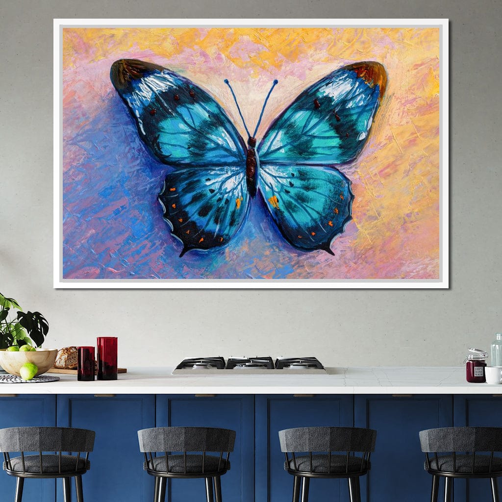 Light Blue Butterfly Canvas Wall Art