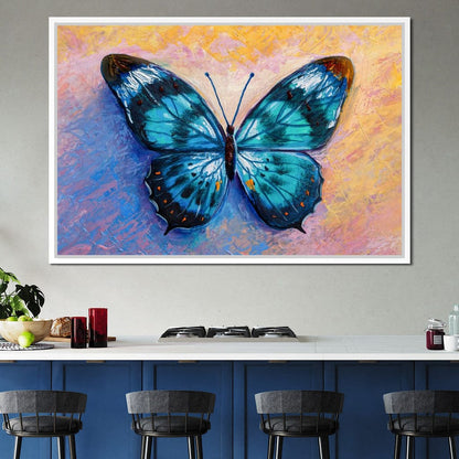 Light Blue Butterfly Canvas Wall Art