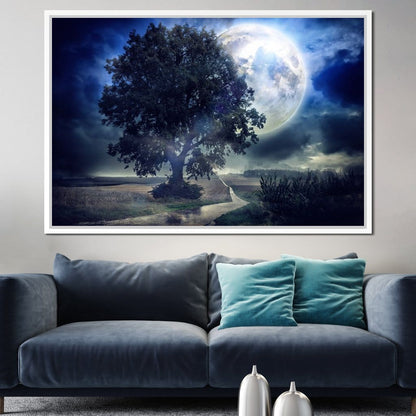 Giant Moon Summer Night Canvas Wall Art