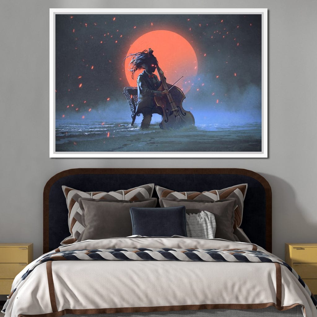 Mysterious Man Playing the Cello Canvas Wall Art