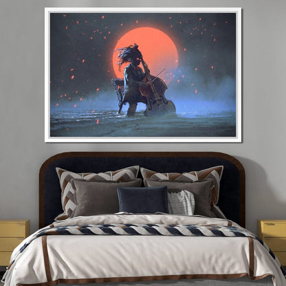 Mysterious Man Playing the Cello Canvas Wall Art