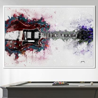 Angus Young's Red Guitar Canvas Wall Art