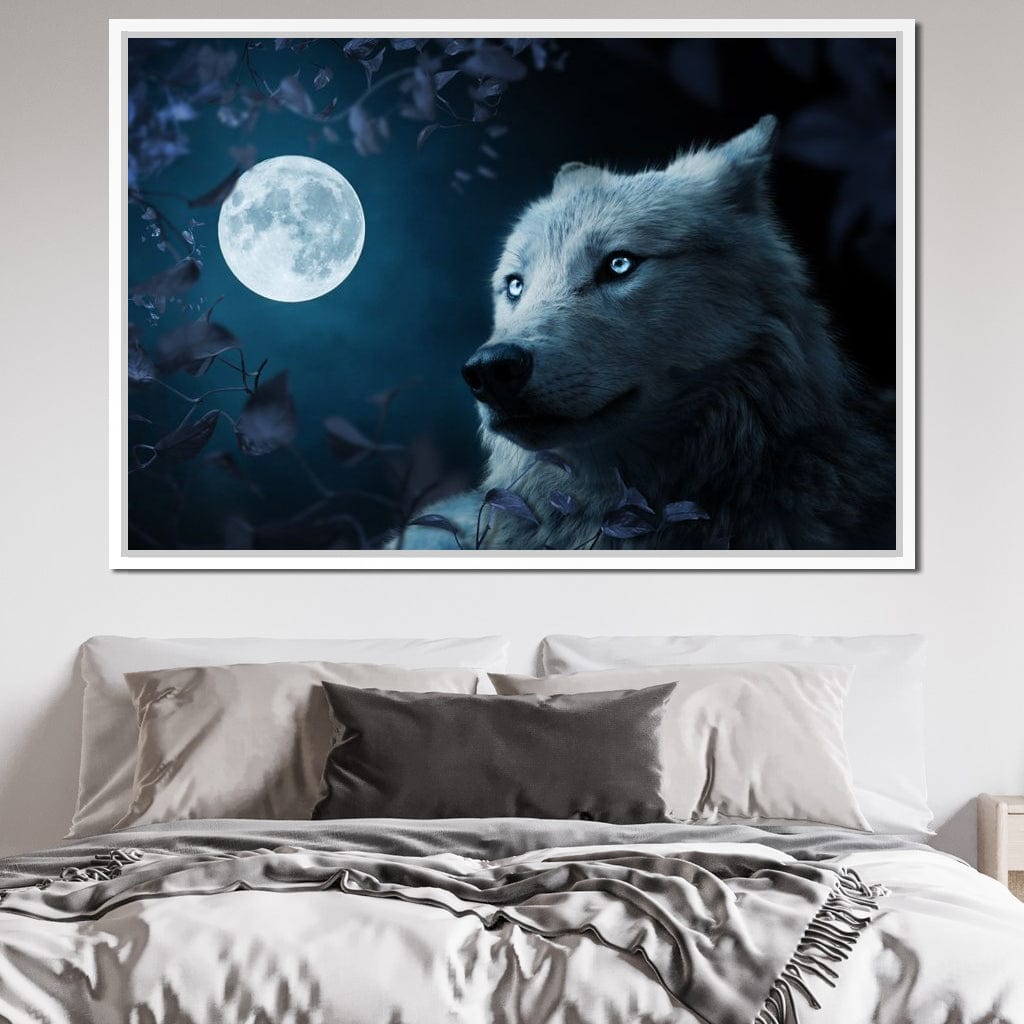 Wolf Full Moon Canvas Wall Art