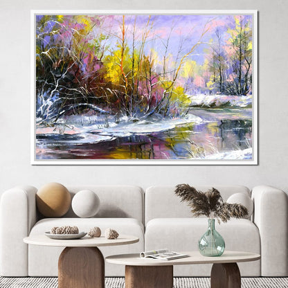 Winter Stream Canvas Wall Art