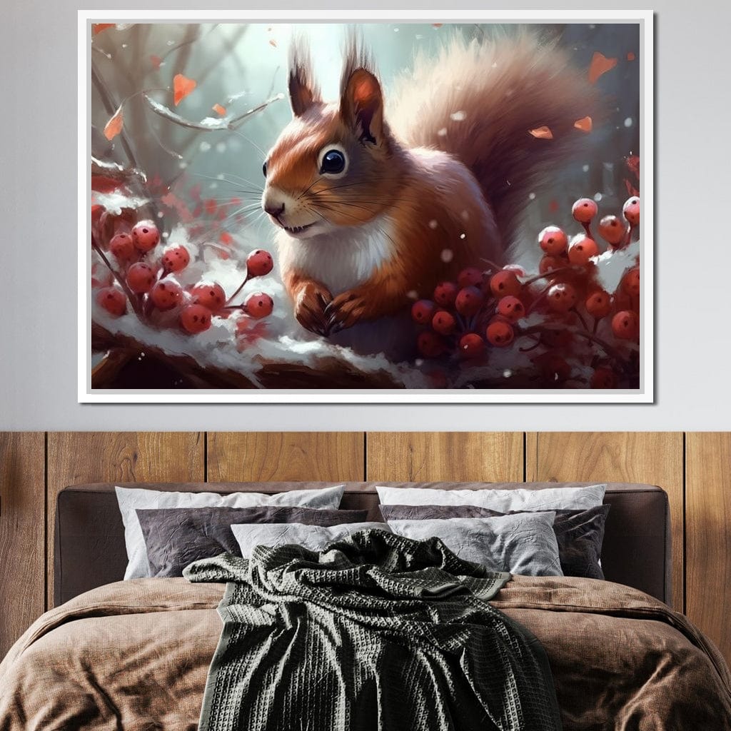 Winter Squirrel Canvas Wall Art
