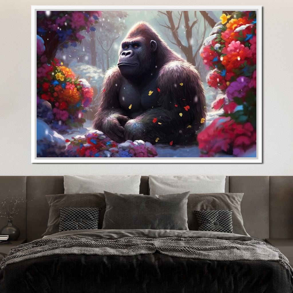 Winter Gorilla Canvas Wall Art