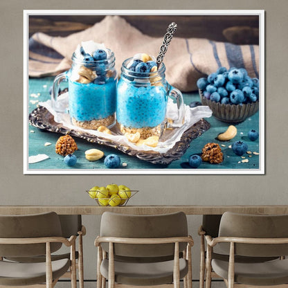 Chia Seeds & Blueberries Pudding Canvas Wall Art