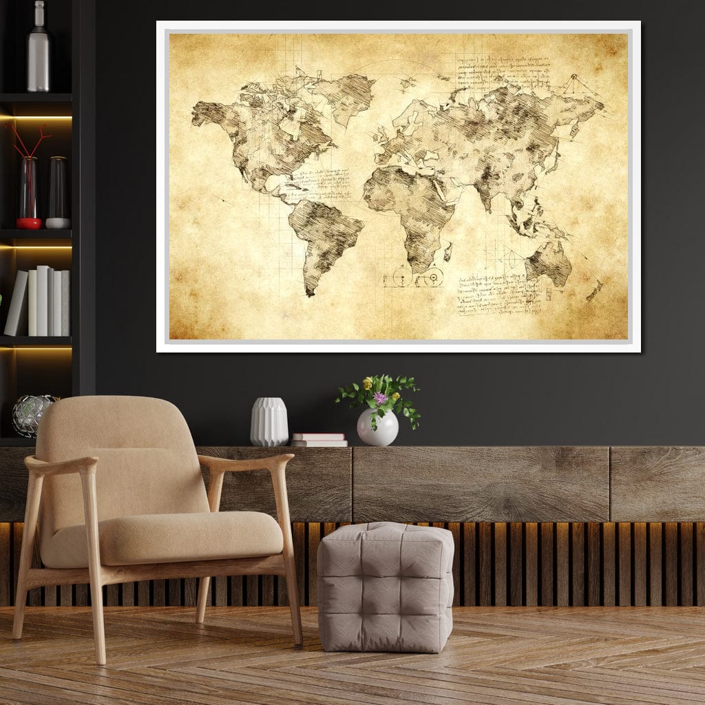 World Map Da Vinci - Mateo Canvas Wall Art