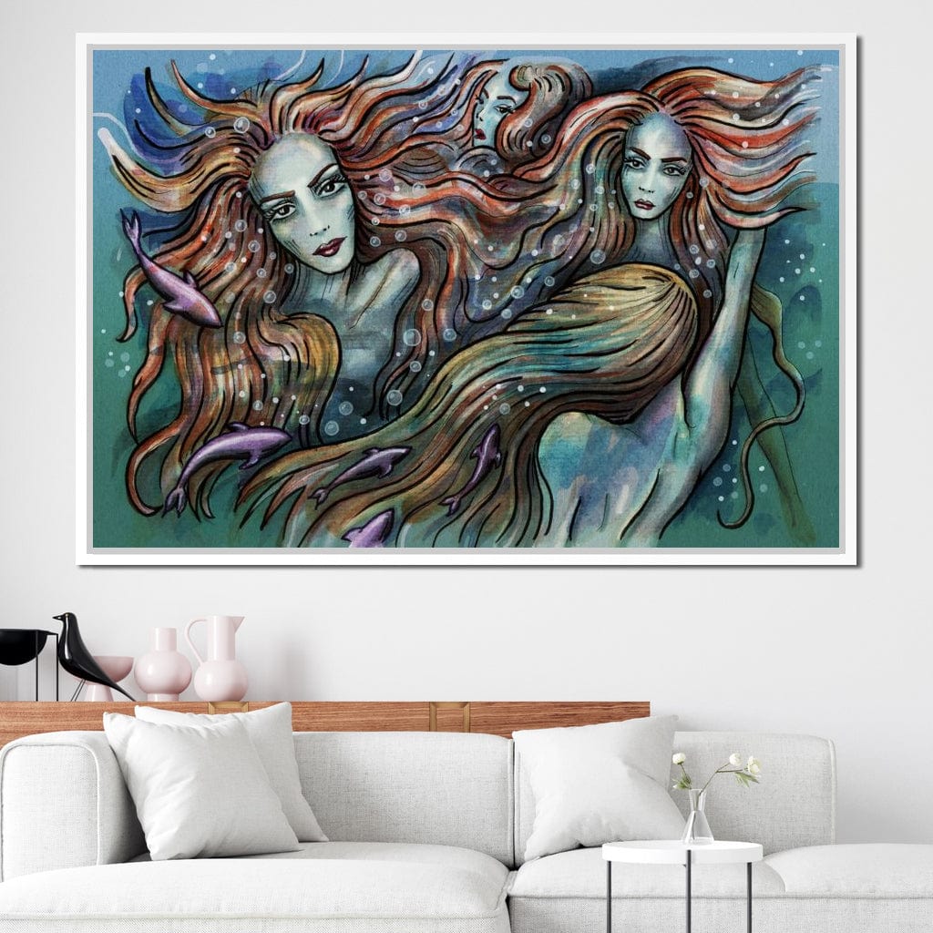 The 4 Mermaids Canvas Wall Art