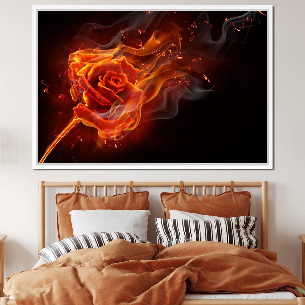 Rose on Fire Canvas Wall Art