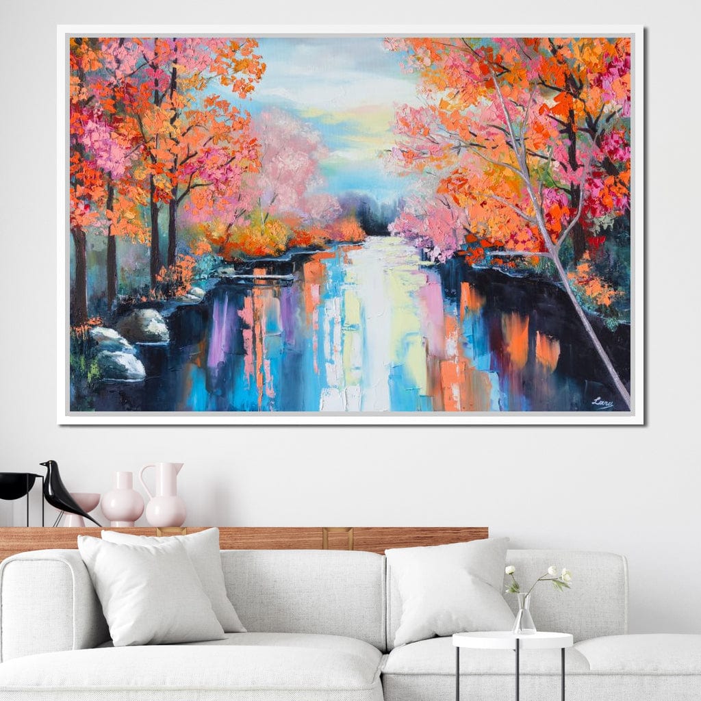 Autumn Stream Pastel Canvas Wall Art