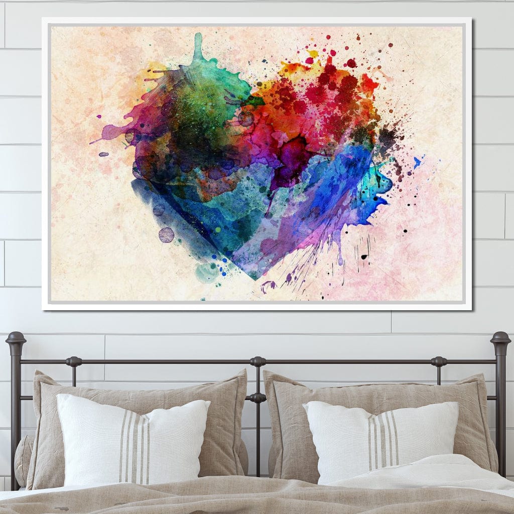 Heart Splash Canvas Wall Art