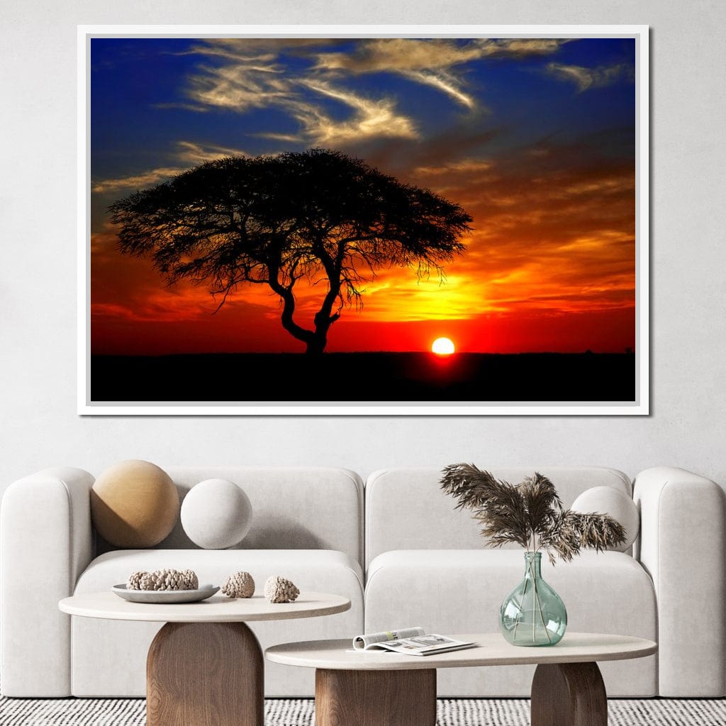 African Landscape Sunset Canvas Wall Art