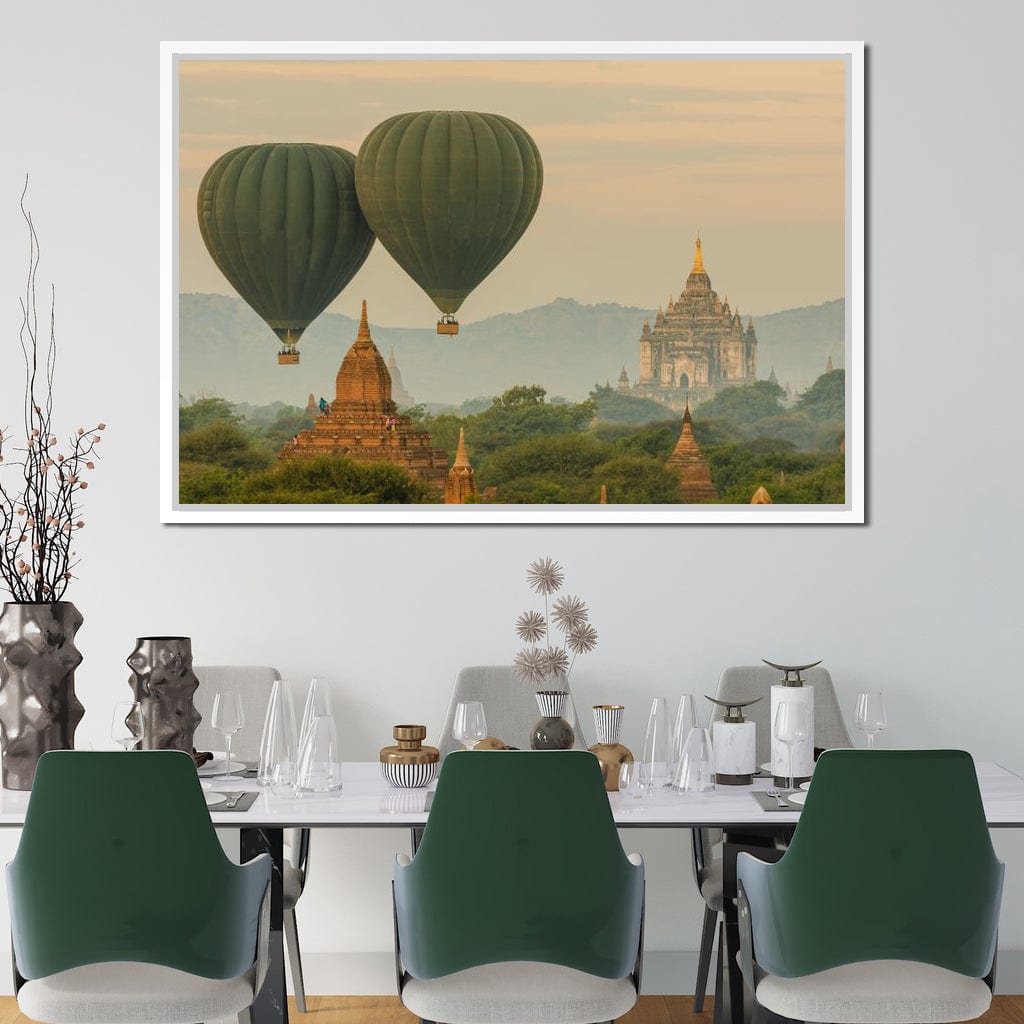 Hot Air Balloon over The Ancient Temples of Bagan Canvas Wall Art