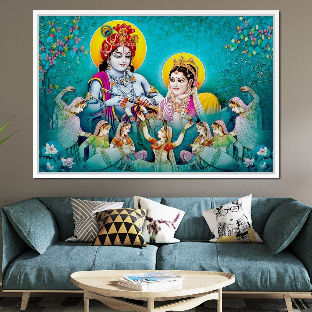Lord Radha & Krishna Love Song Canvas Wall Art