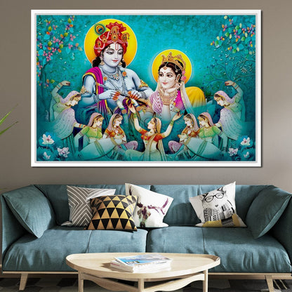 Lord Radha & Krishna Love Song Canvas Wall Art
