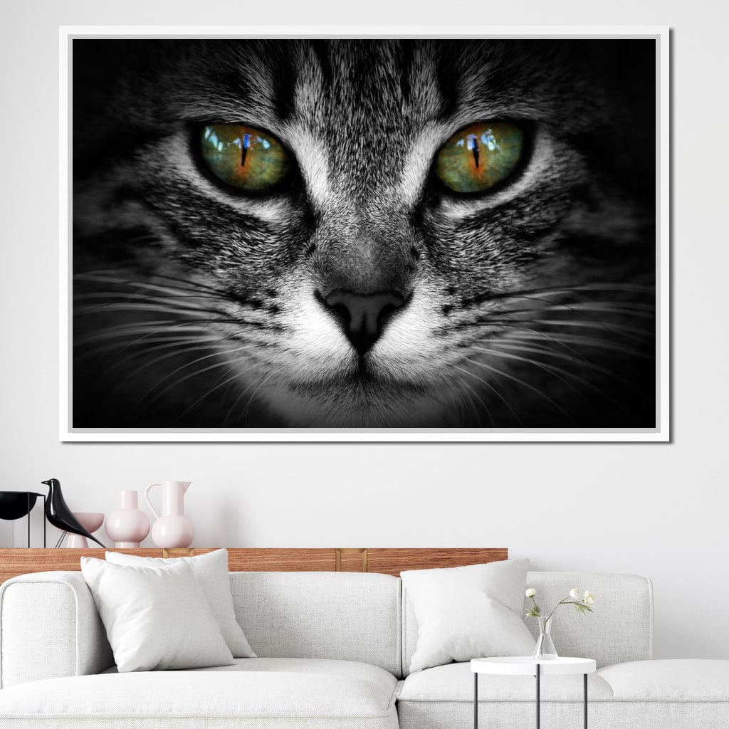 Green Eyed Cat Canvas Wall Art