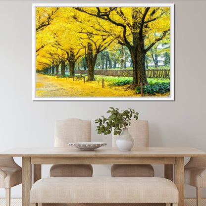 Yellow Ginkgo Trees Canvas Wall Art