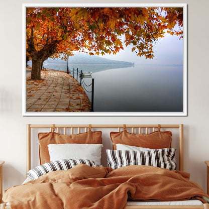 Lakeshore by Fall Canvas Wall Art