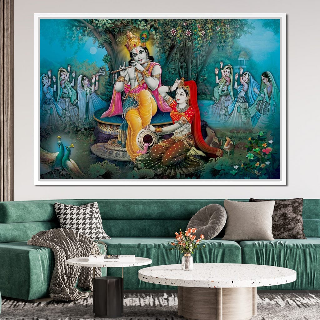 Radha & Krishna Love Tree Canvas Wall Art