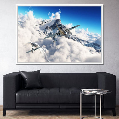 P51 Mustangs Winter Squadron Canvas Wall Art