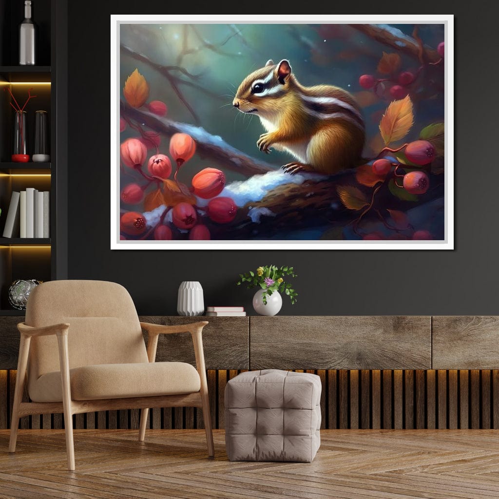 Winter Chipmunk Canvas Wall Art