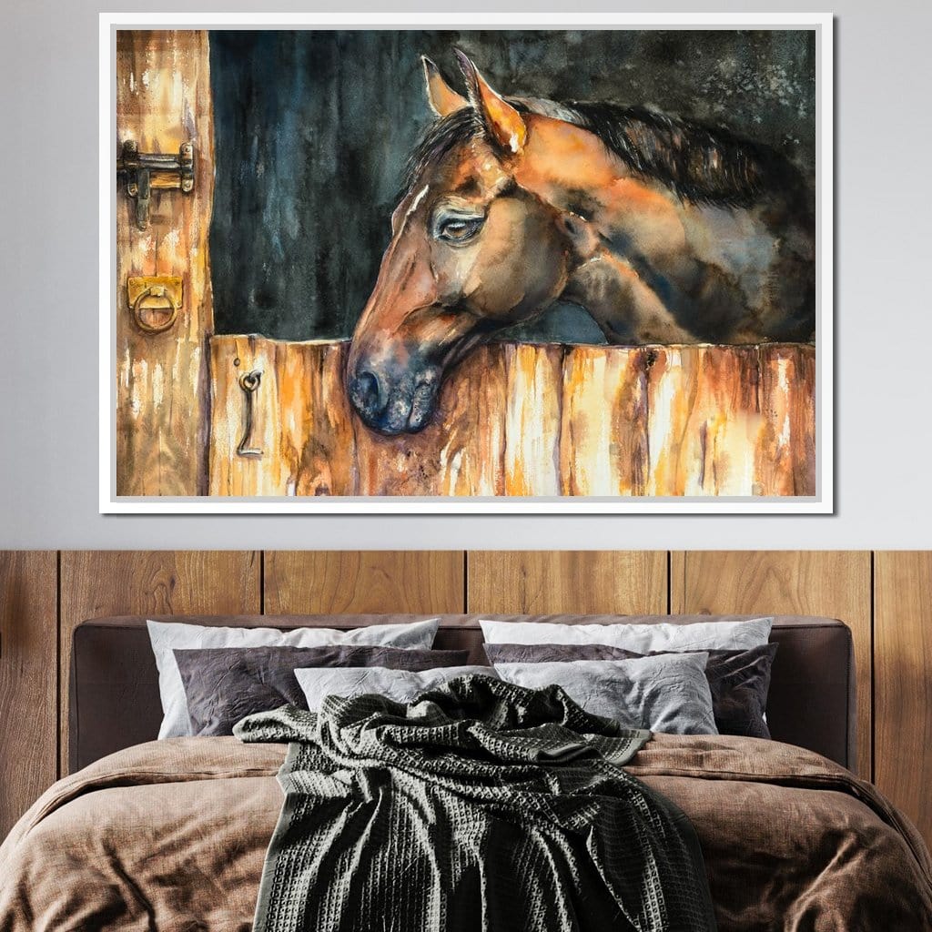 Horse in the Stable Canvas Wall Art