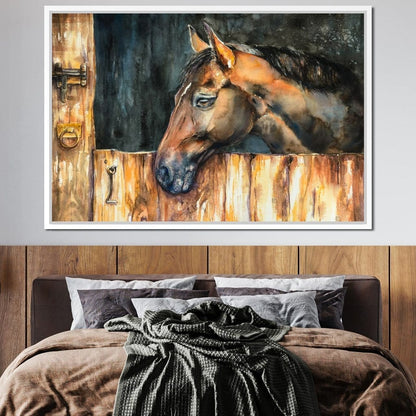 Horse in the Stable Canvas Wall Art