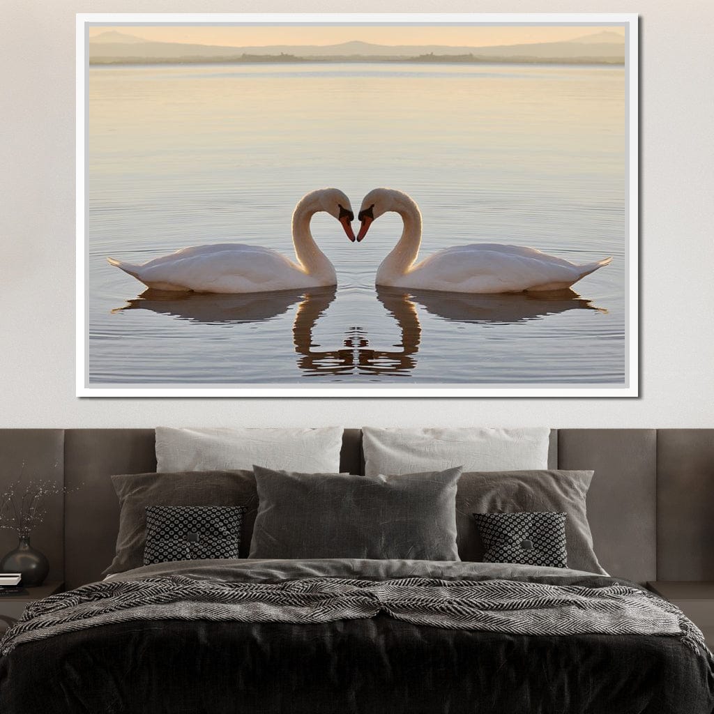 Swans On The Lake Canvas Wall Art