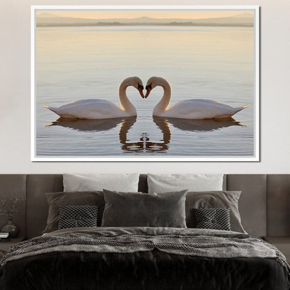 Swans On The Lake Canvas Wall Art