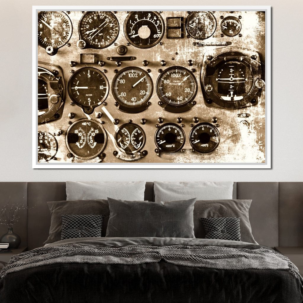 Retro Airplane Instruments Canvas Wall Art