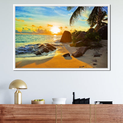 Natural Beach Sunset Canvas Wall Art