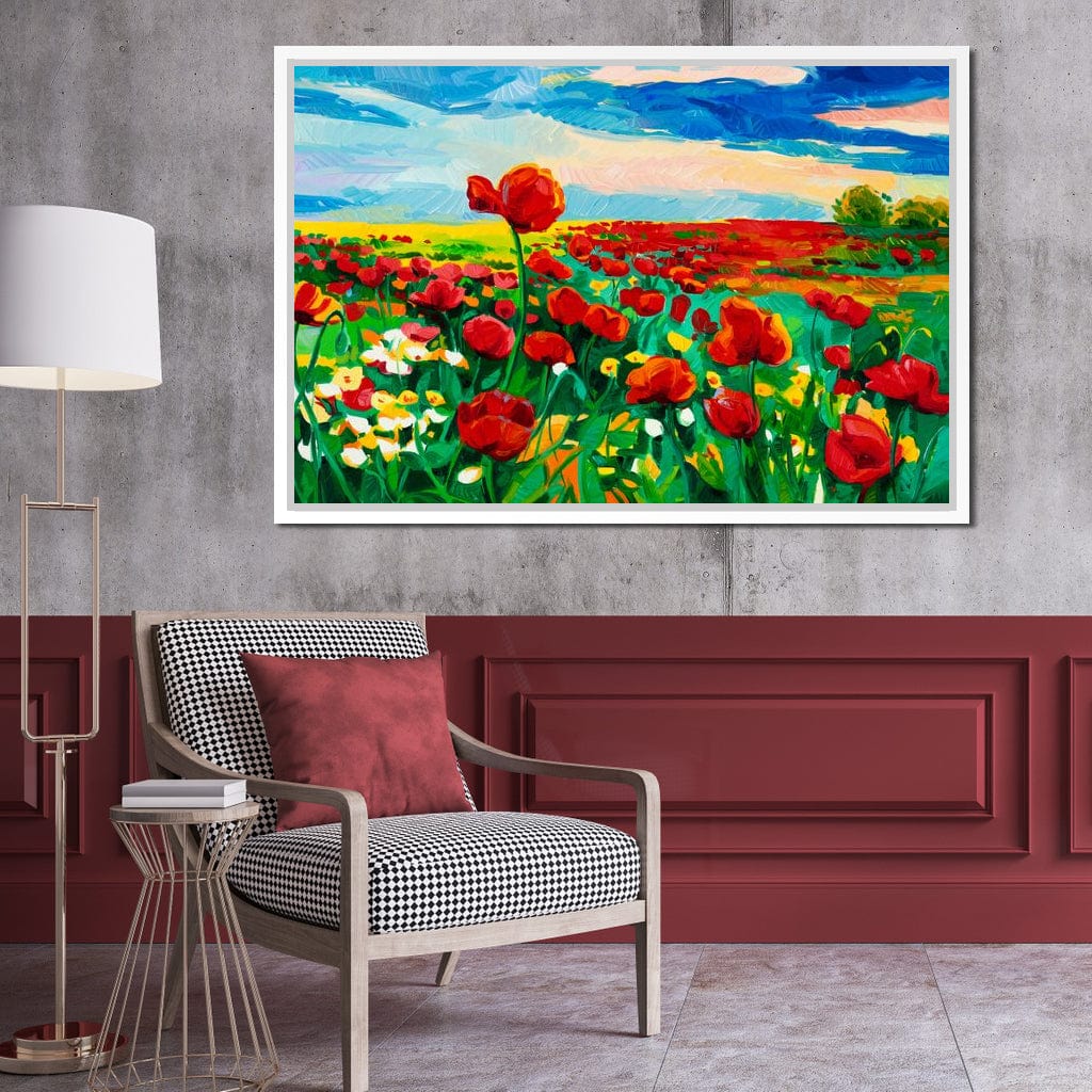 Field of Red Poppies Canvas Wall Art