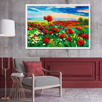 Field of Red Poppies Canvas Wall Art