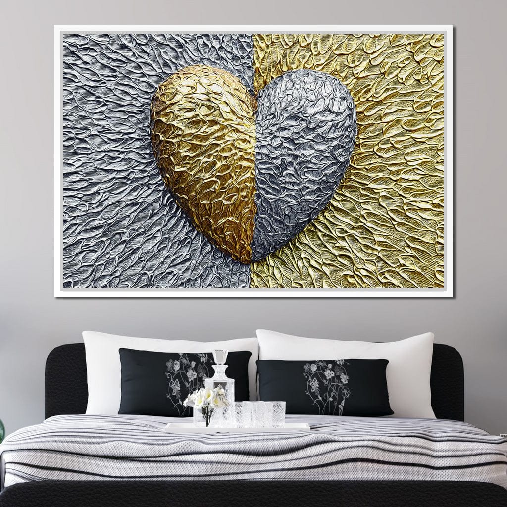 Due Color Heart Canvas Wall Art