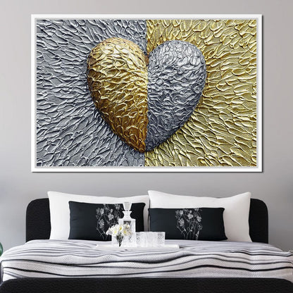 Due Color Heart Canvas Wall Art