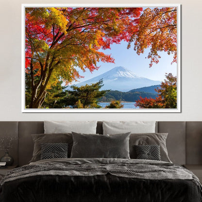 Autumn Trees by Mount Fuji Canvas Wall Art
