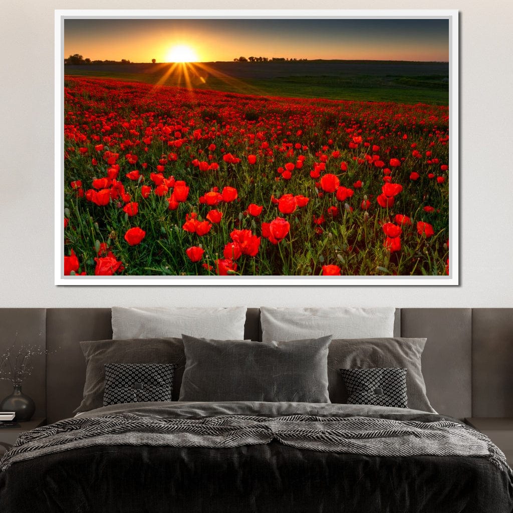 Red Poppies Field Canvas Wall Art