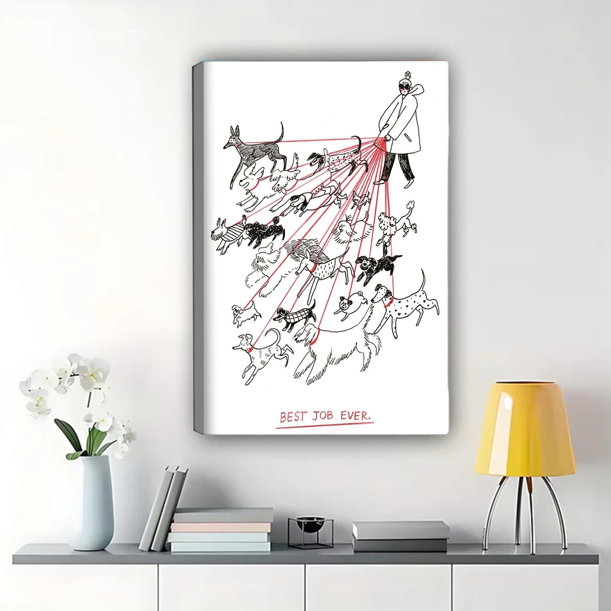 Cat in Grass Wall Art - Whimsical Nature Illustration Print