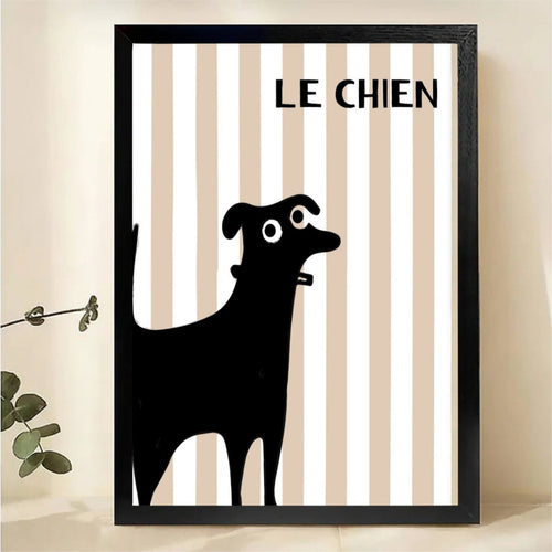 Le Chien French Dog Wall Art - Minimalist Black Silhouette Canvas Print